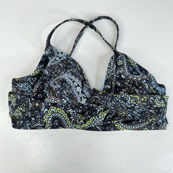 Athleta Twist Front Paisley Bikini Top Size 34C/32D/ 30DD - Picture 1 of 4